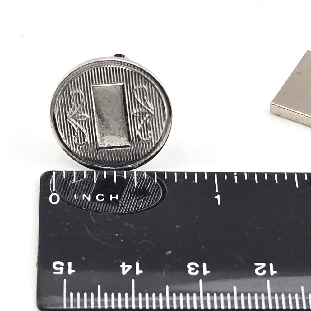 Vintage Silver Tone Cufflinks Set Round Hickok USA Engraved and Square Geometric